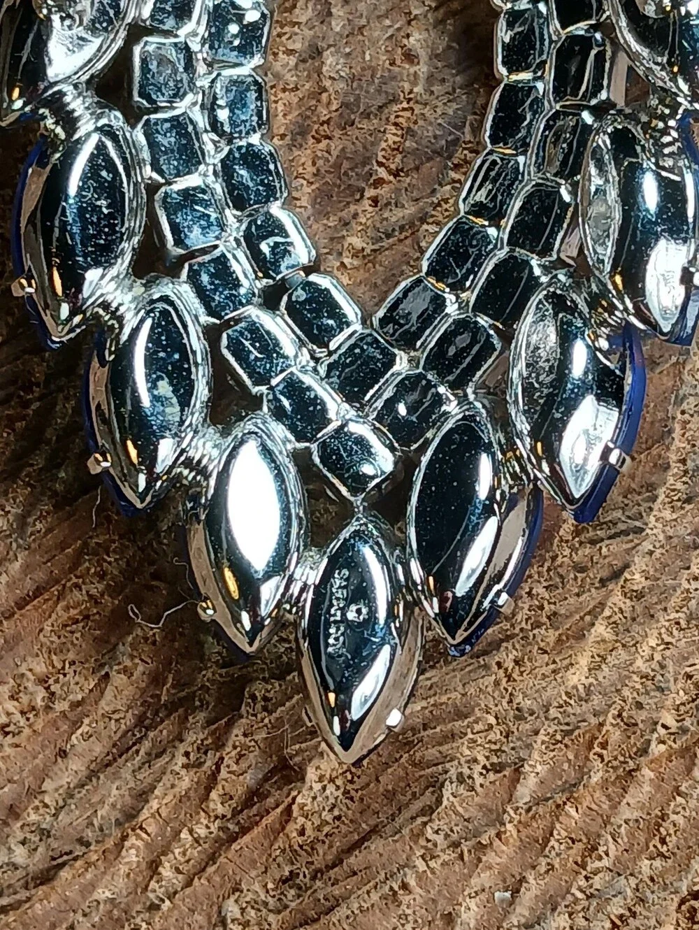 Sarah Cov D&E Juliana Made Blue Aurora Borealis Rhinestone Teardrop Pin Brooch